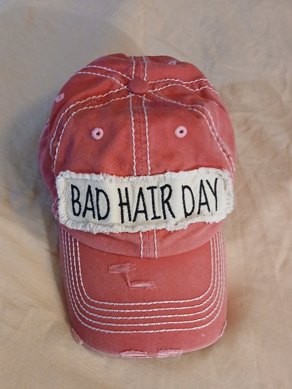 KBETHOS Coral Pink 'Bad Hair Day' Baseball Cap